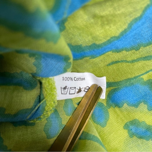 Rock Flower Paper Tunic Swim Cover Up Size Large Blue & Green - Picture 7 of 9